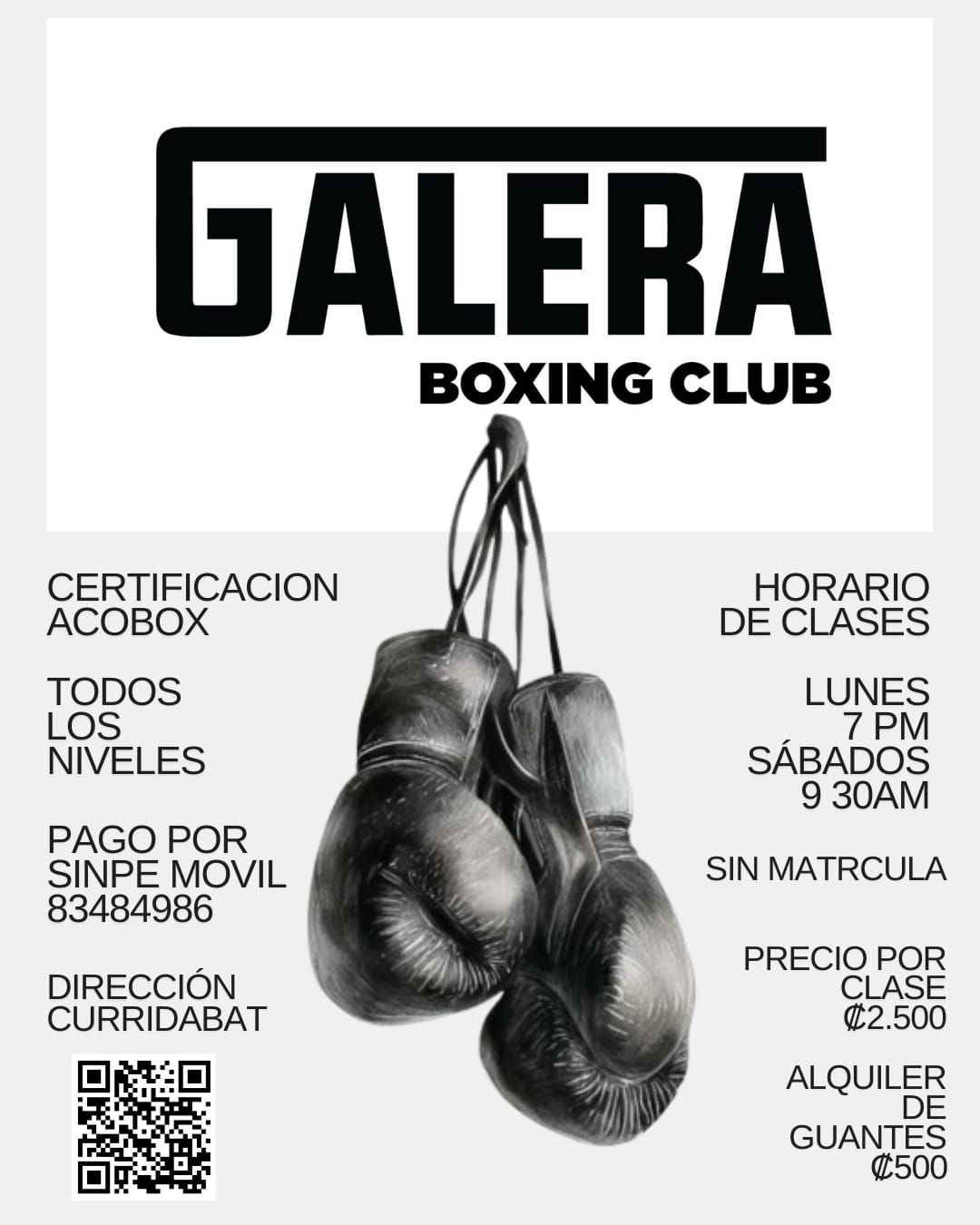 Información del Club de Boxeo Galera - Horarios y precios